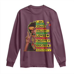 I Am Black Man Long Sleeve Shirt Afro African American Pride Black History Month TS02 Maroon Print Your Wear