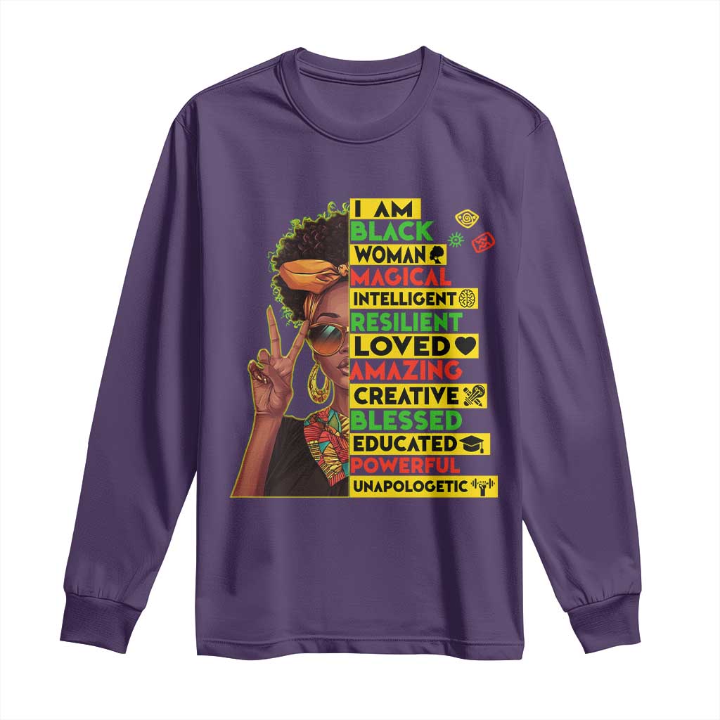 I Am Black Man Long Sleeve Shirt Afro African American Pride Black History Month TS02 Purple Print Your Wear