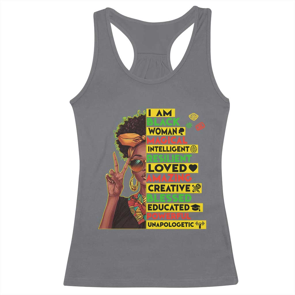 I Am Black Man Racerback Tank Top Afro African American Pride Black History Month TS02 Charcoal Print Your Wear