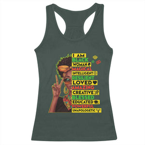 I Am Black Man Racerback Tank Top Afro African American Pride Black History Month TS02 Dark Forest Green Print Your Wear