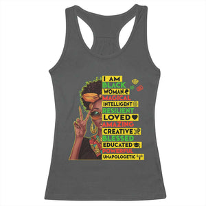 I Am Black Man Racerback Tank Top Afro African American Pride Black History Month TS02 Dark Heather Print Your Wear