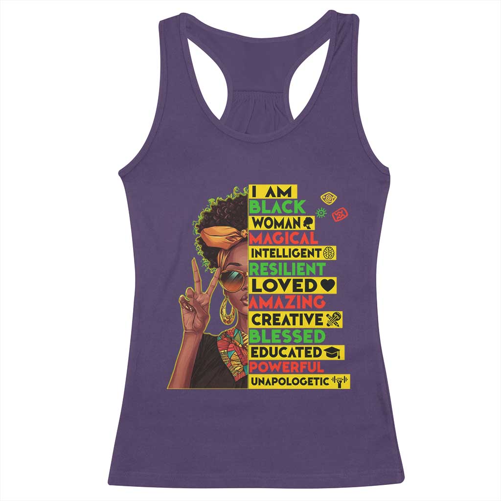 I Am Black Man Racerback Tank Top Afro African American Pride Black History Month TS02 Purple Print Your Wear