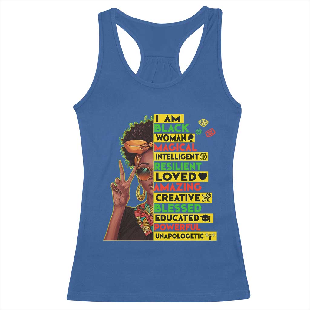 I Am Black Man Racerback Tank Top Afro African American Pride Black History Month TS02 Royal Blue Print Your Wear