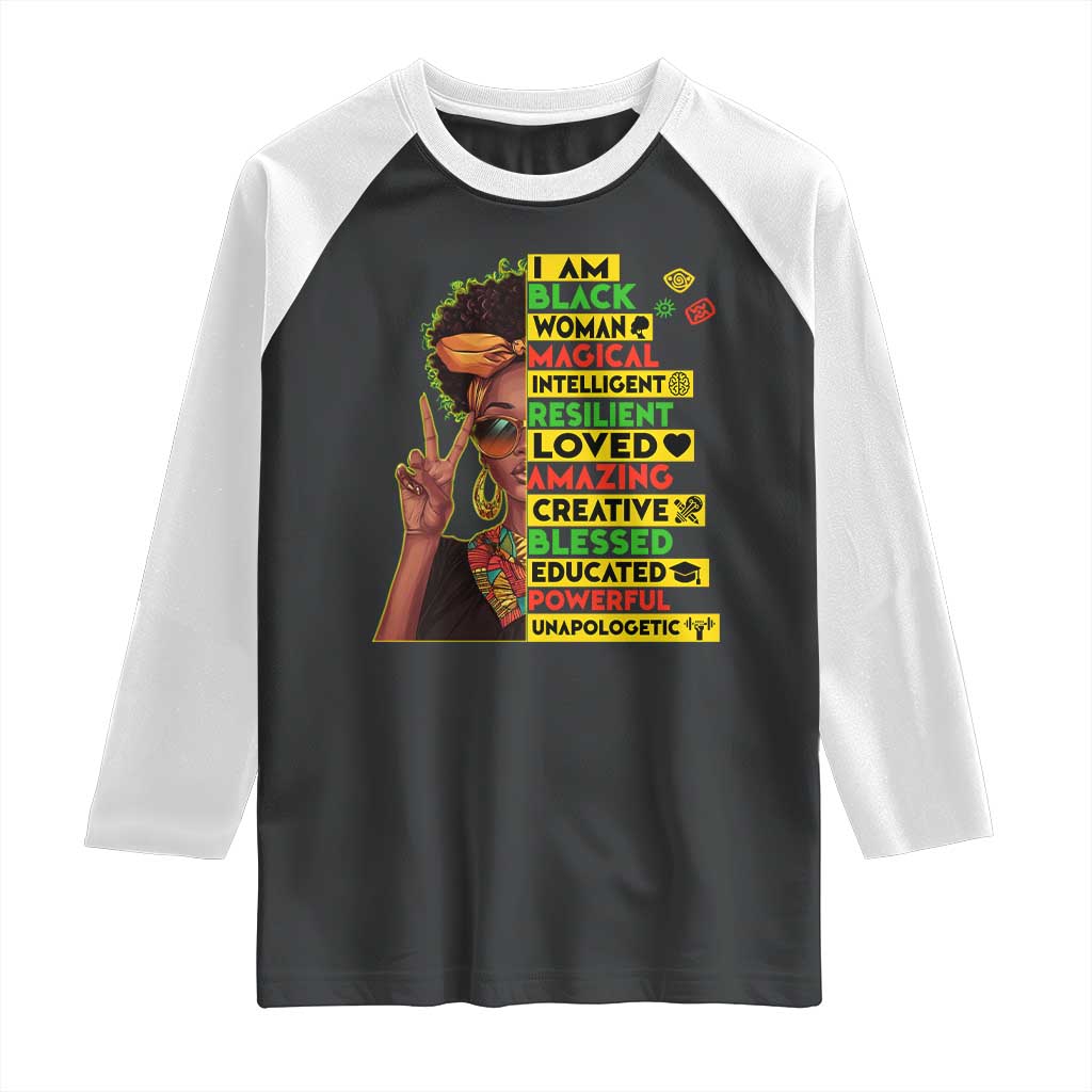 I Am Black Man Raglan Shirt Afro African American Pride Black History Month TS02 Black White Print Your Wear