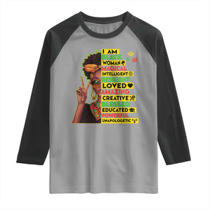 I Am Black Man Raglan Shirt Afro African American Pride Black History Month TS02 Sport Gray Black Print Your Wear