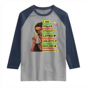 I Am Black Man Raglan Shirt Afro African American Pride Black History Month TS02 Sport Gray Navy Print Your Wear