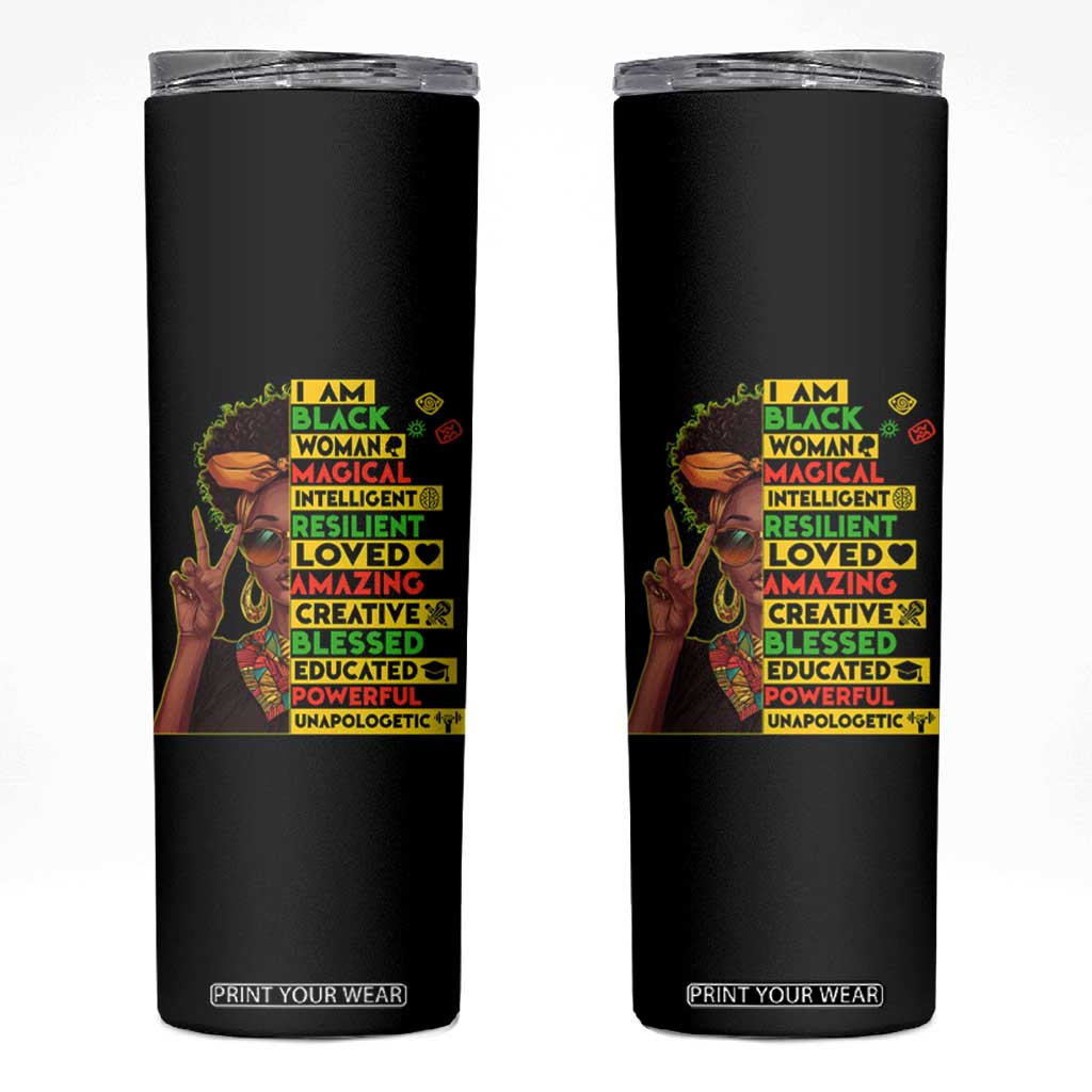 I Am Black Man Skinny Tumbler Afro African American Pride Black History Month TS02 Black Print Your Wear