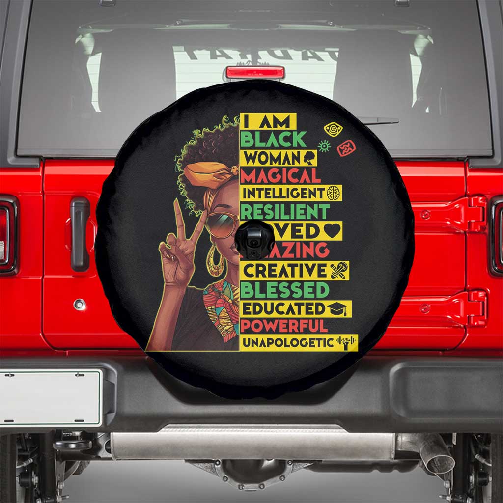 I Am Black Man Spare Tire Cover Afro African American Pride Black History Month TS02 Black Print Your Wear