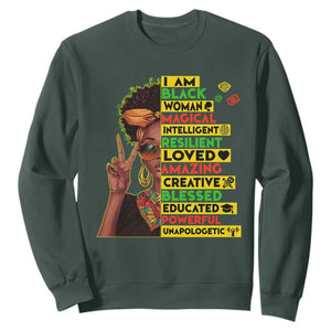 I Am Black Man Sweatshirt Afro African American Pride Black History Month TS02 Dark Forest Green Print Your Wear