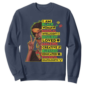 I Am Black Man Sweatshirt Afro African American Pride Black History Month TS02 Navy Print Your Wear