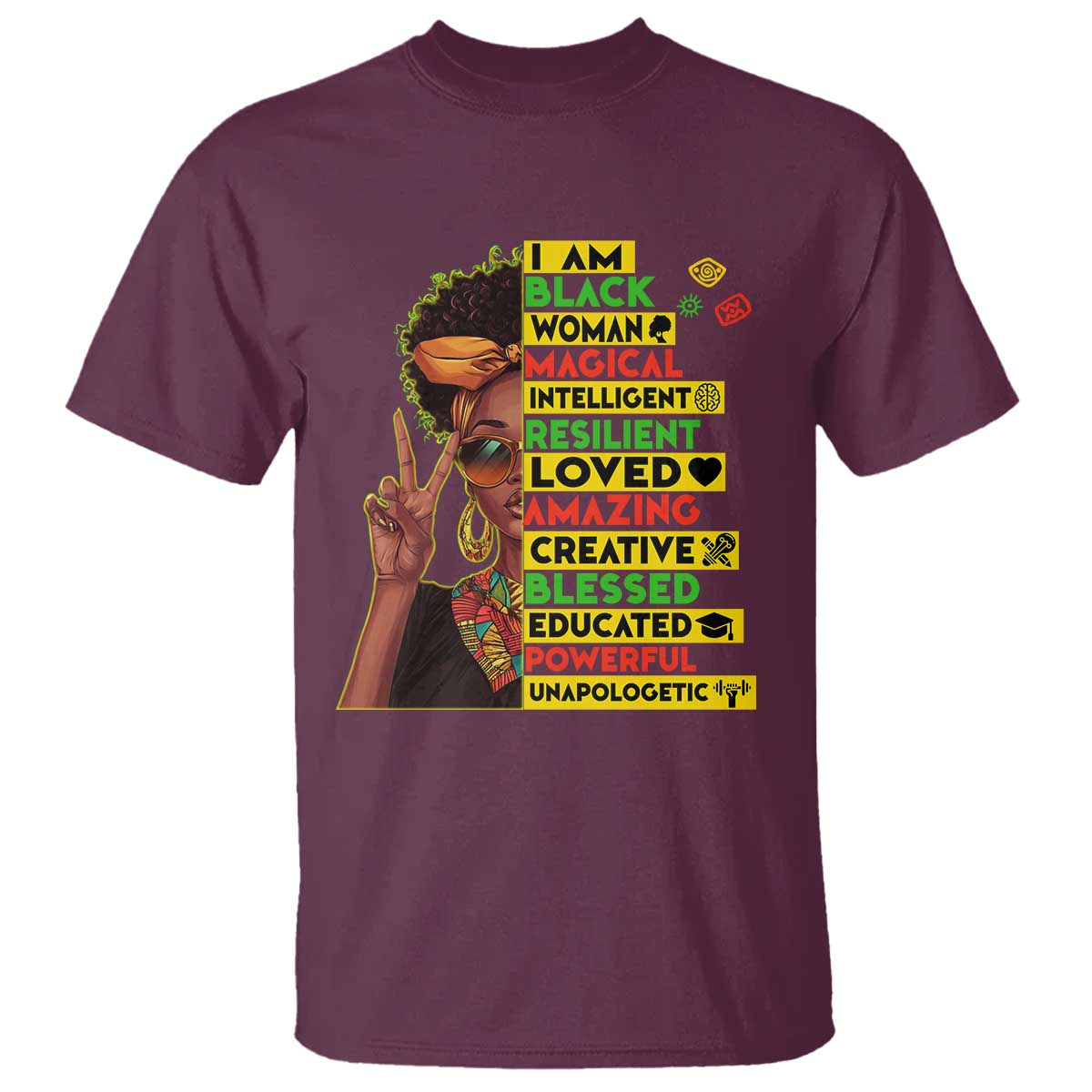 I Am Black Man T Shirt Afro African American Pride Black History Month TS02 Maroon Print Your Wear