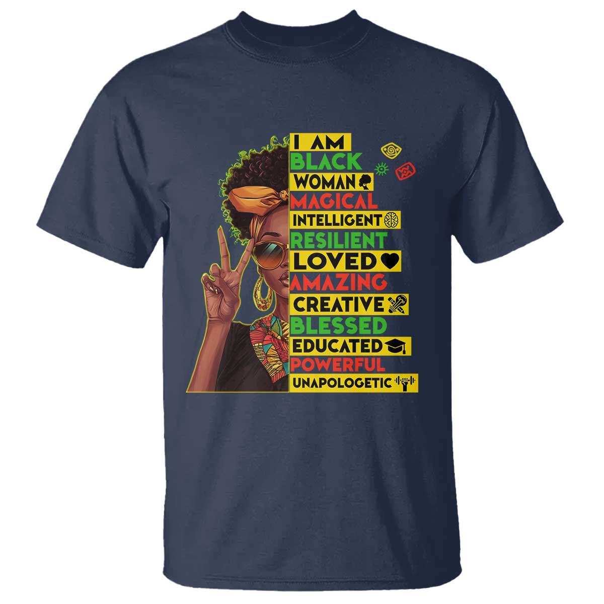 I Am Black Man T Shirt Afro African American Pride Black History Month TS02 Navy Print Your Wear