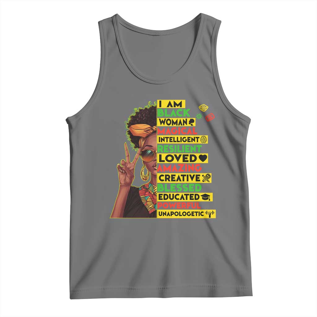 I Am Black Man Tank Top Afro African American Pride Black History Month TS02 Black Heather Print Your Wear