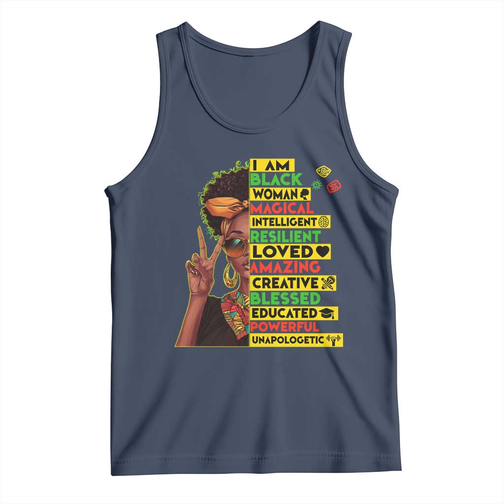 I Am Black Man Tank Top Afro African American Pride Black History Month TS02 Navy Print Your Wear