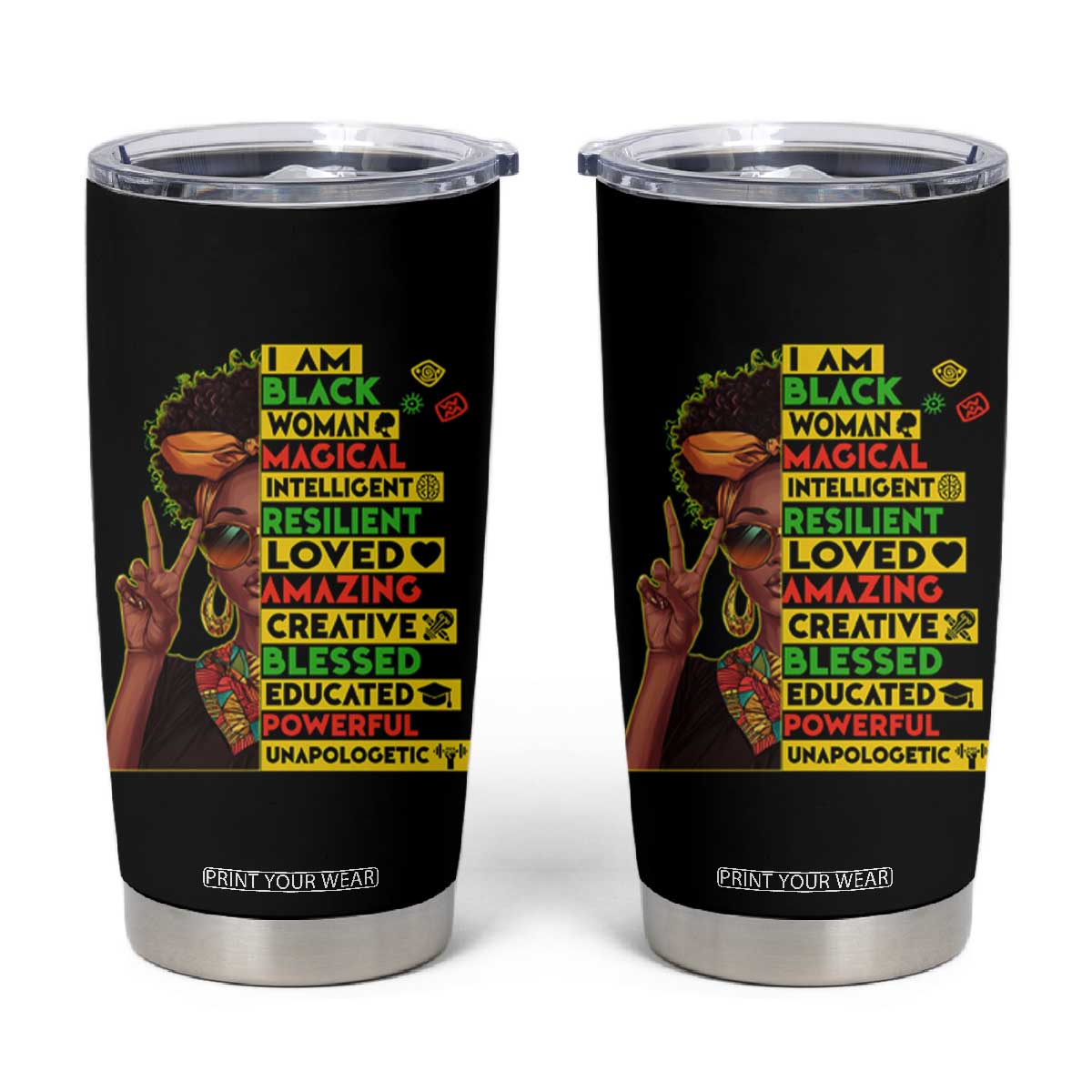 I Am Black Man Tumbler Cup Afro African American Pride Black History Month TS02 Black Print Your Wear