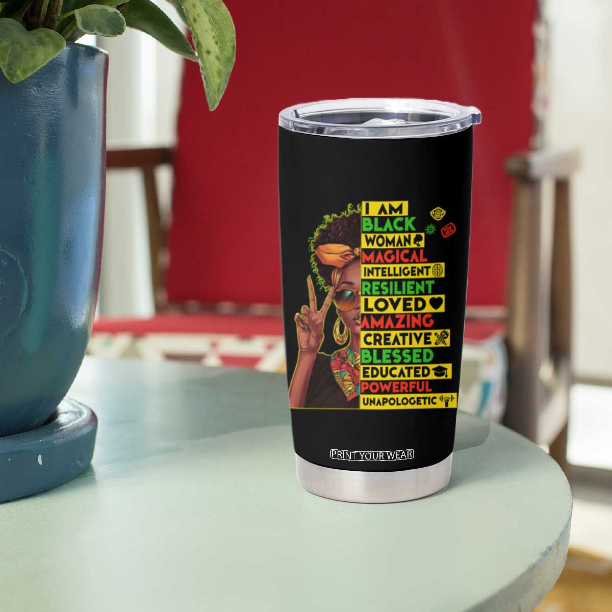 I Am Black Man Tumbler Cup Afro African American Pride Black History Month TS02 Print Your Wear
