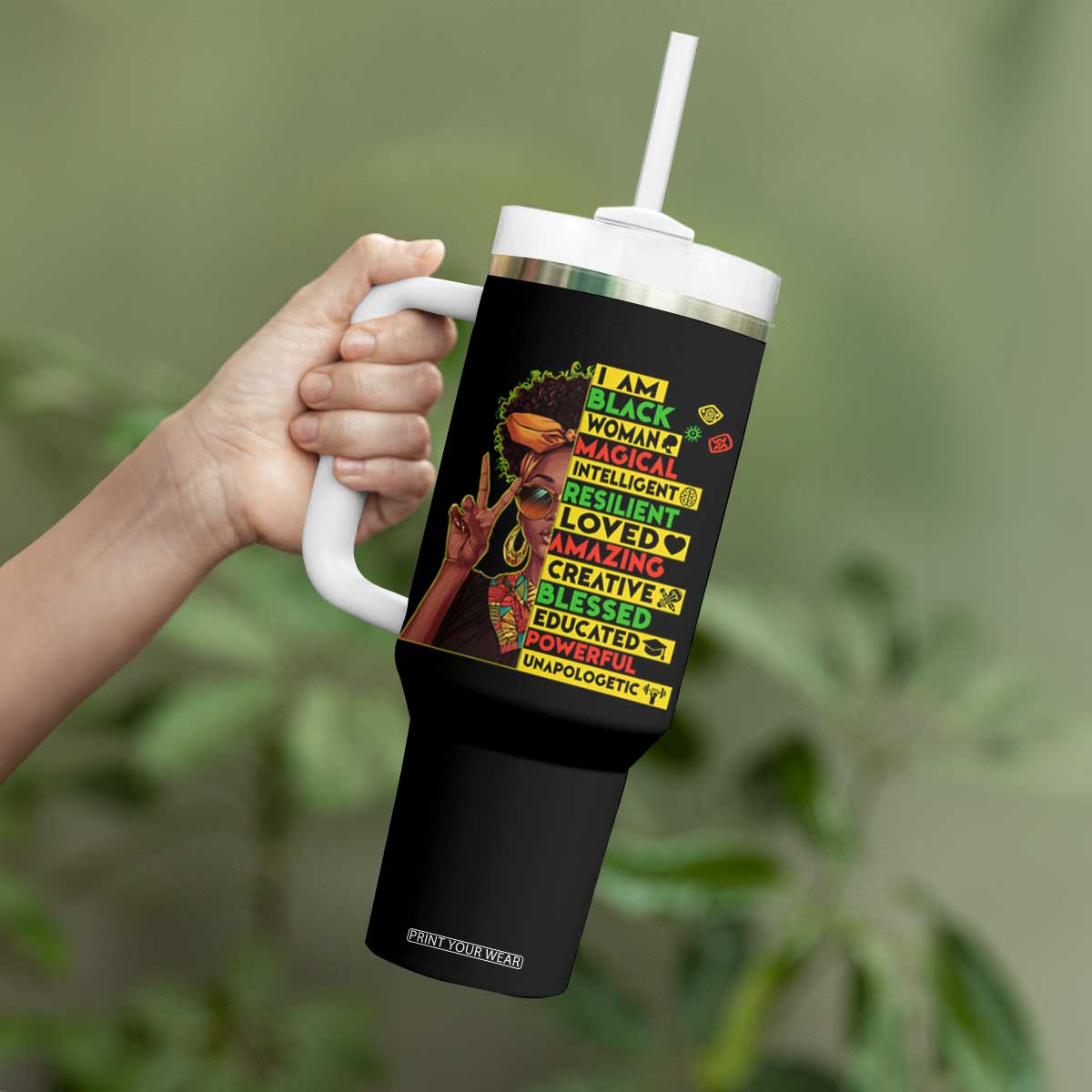 I Am Black Man Tumbler With Handle Afro African American Pride Black History Month TS02 Print Your Wear
