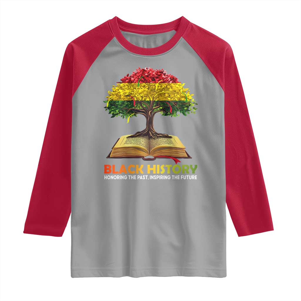 Black History Month Raglan Shirt Honoring The Past Inspiring The Future African American Roots Pride TS02 Sport Gray Red Print Your Wear