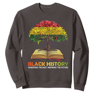 Black History Month Sweatshirt Honoring The Past Inspiring The Future African American Roots Pride TS02 Dark Chocolate Print Your Wear