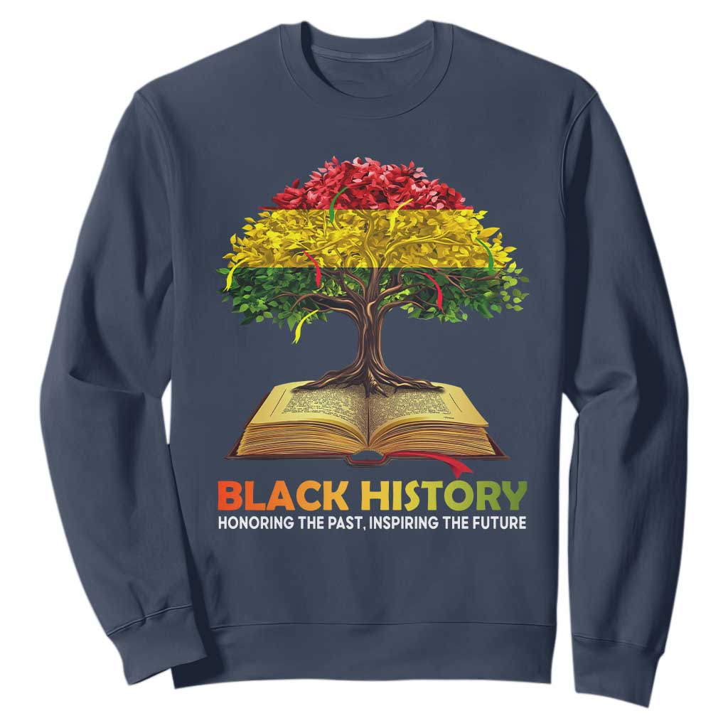Black History Month Sweatshirt Honoring The Past Inspiring The Future African American Roots Pride TS02 Navy Print Your Wear