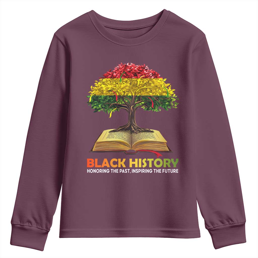 Black History Month Youth Sweatshirt Honoring The Past Inspiring The Future African American Roots Pride TS02 Maroon Print Your Wear