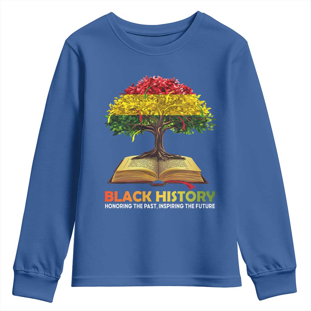 Black History Month Youth Sweatshirt Honoring The Past Inspiring The Future African American Roots Pride TS02 Royal Blue Print Your Wear
