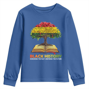Black History Month Youth Sweatshirt Honoring The Past Inspiring The Future African American Roots Pride TS02 Royal Blue Print Your Wear