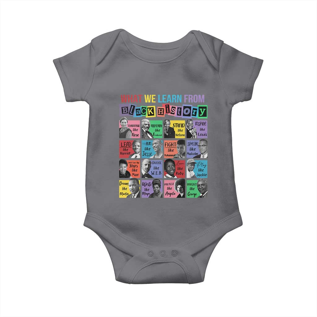 What We Learn From Black History Baby Onesie Black Civil Rights Leaders TS02 Charcoal Print Your Wear