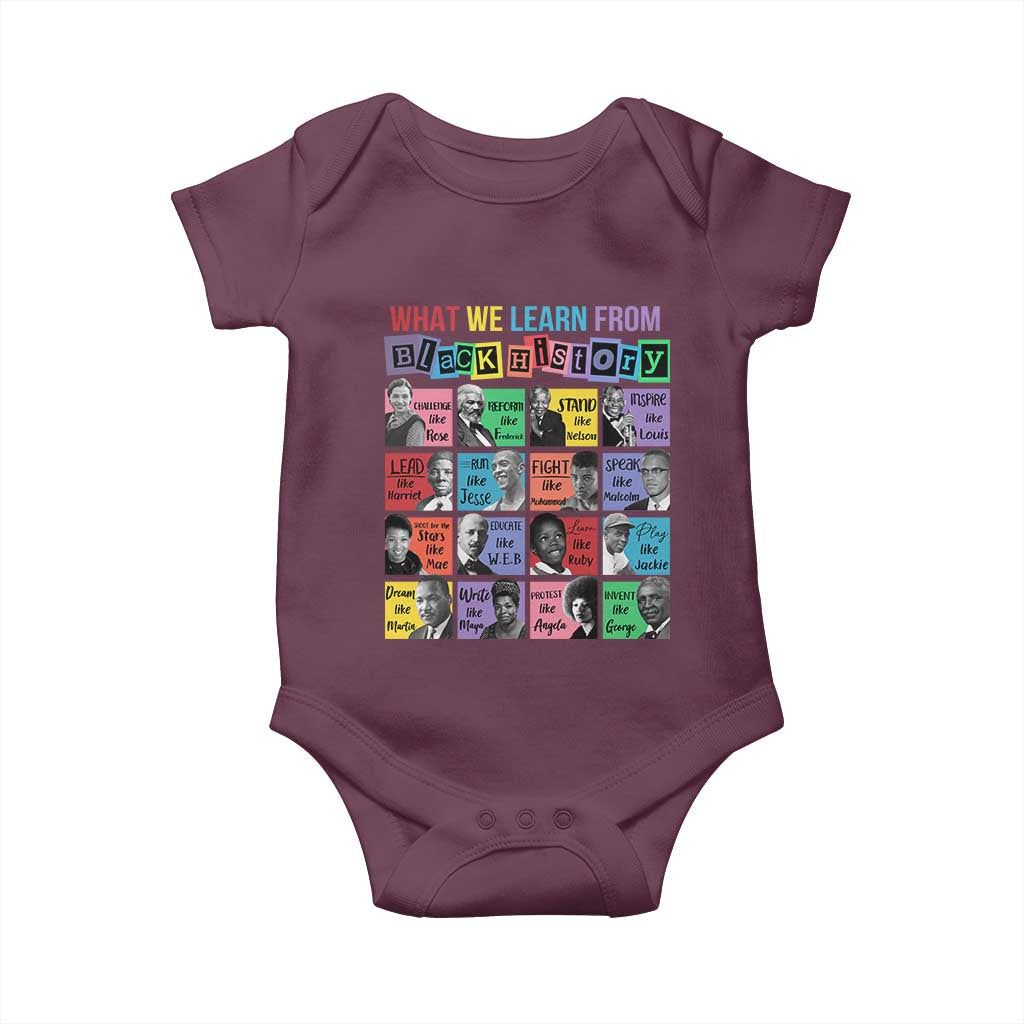 What We Learn From Black History Baby Onesie Black Civil Rights Leaders TS02 Maroon Print Your Wear