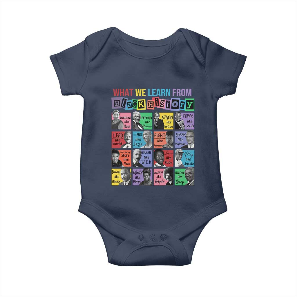 What We Learn From Black History Baby Onesie Black Civil Rights Leaders TS02 Navy Print Your Wear