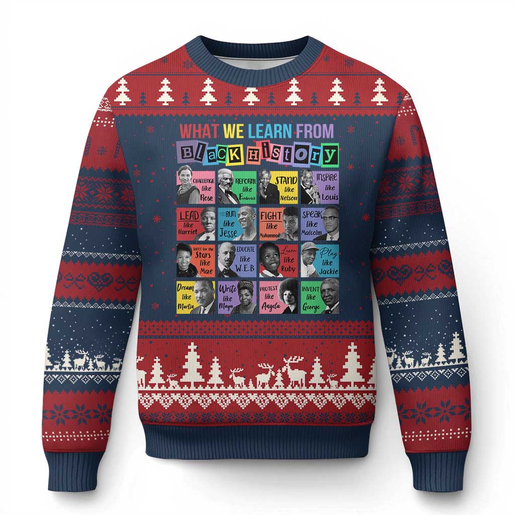What We Learn From Black History Ugly Christmas Sweater Black Civil Rights Leaders TS02 Navy Red Print Your Wear