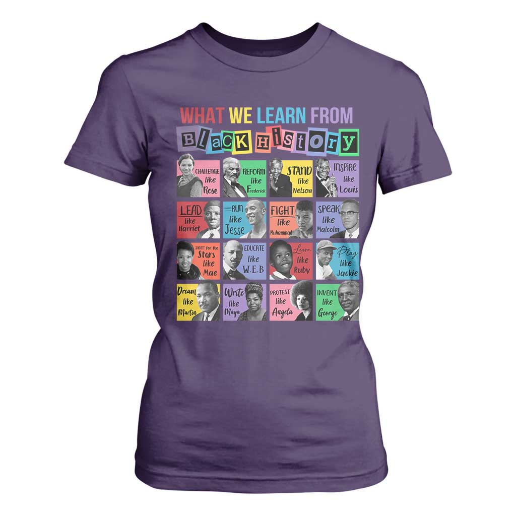 What We Learn From Black History T Shirt For Women Black Civil Rights Leaders TS02 Purple Print Your Wear