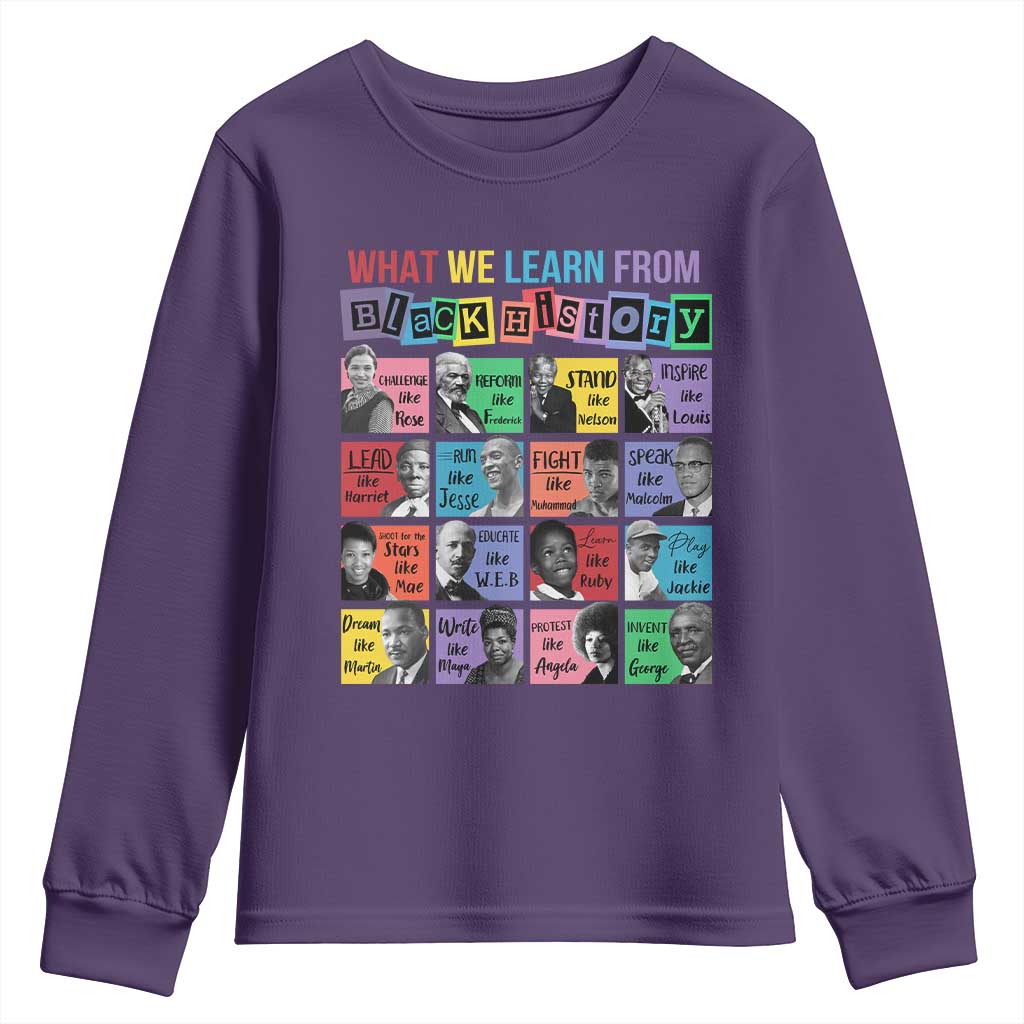 What We Learn From Black History Youth Sweatshirt Black Civil Rights Leaders TS02 Purple Print Your Wear