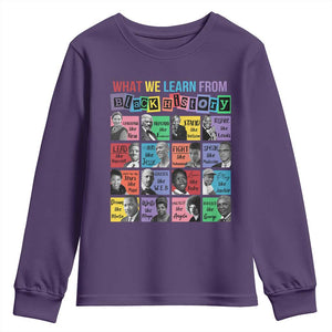 What We Learn From Black History Youth Sweatshirt Black Civil Rights Leaders TS02 Purple Print Your Wear