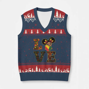 I Am Black Child V-Neck Knit Sweater Vest LOVE Black History Month Strong African American Pride TS02 Navy Red Print Your Wear