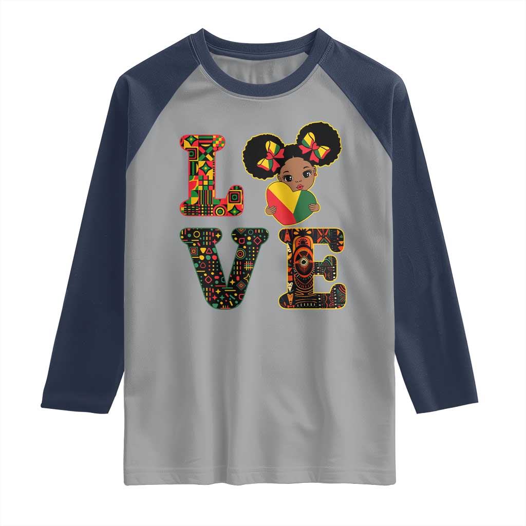I Am Black Child Raglan Shirt LOVE Black History Month Strong African American Pride TS02 Sport Gray Navy Print Your Wear