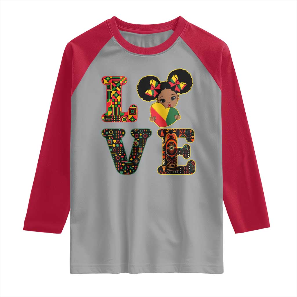 I Am Black Child Raglan Shirt LOVE Black History Month Strong African American Pride TS02 Sport Gray Red Print Your Wear