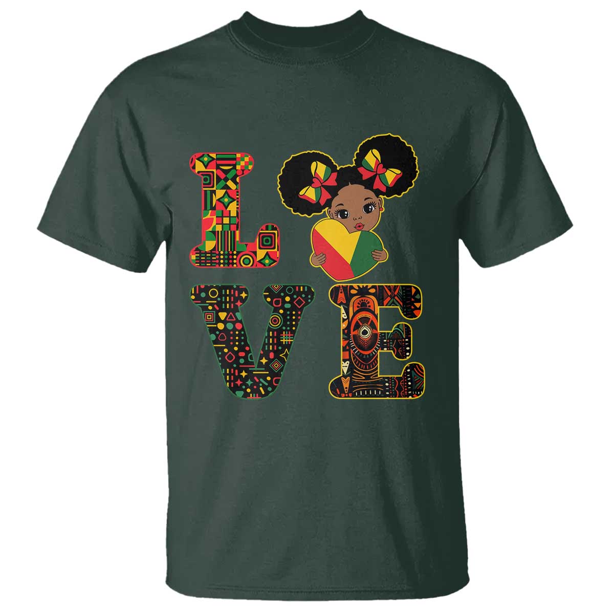 I Am Black Child T Shirt LOVE Black History Month Strong African American Pride TS02 Dark Forest Green Print Your Wear