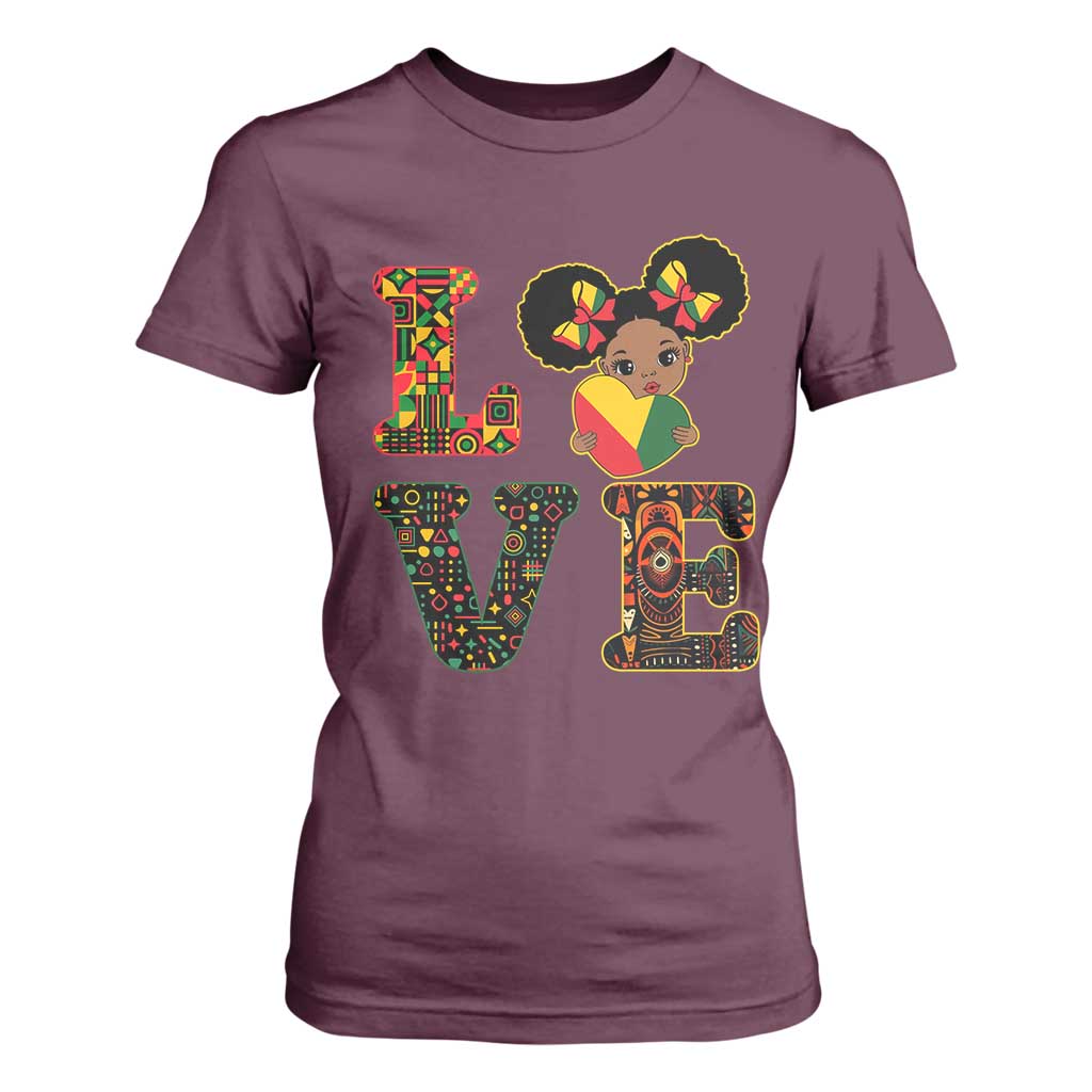 I Am Black Child T Shirt For Women LOVE Black History Month Strong African American Pride TS02 Maroon Print Your Wear