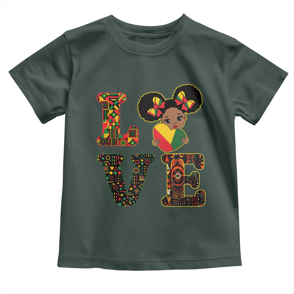 I Am Black Child Toddler T Shirt LOVE Black History Month Strong African American Pride TS02 Dark Forest Green Print Your Wear