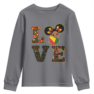 I Am Black Child Youth Sweatshirt LOVE Black History Month Strong African American Pride TS02 Charcoal Print Your Wear