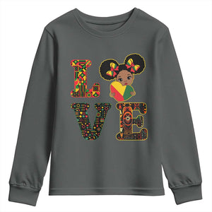 I Am Black Child Youth Sweatshirt LOVE Black History Month Strong African American Pride TS02 Dark Heather Print Your Wear