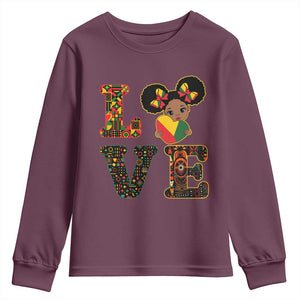 I Am Black Child Youth Sweatshirt LOVE Black History Month Strong African American Pride TS02 Maroon Print Your Wear