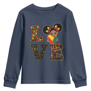 I Am Black Child Youth Sweatshirt LOVE Black History Month Strong African American Pride TS02 Navy Print Your Wear