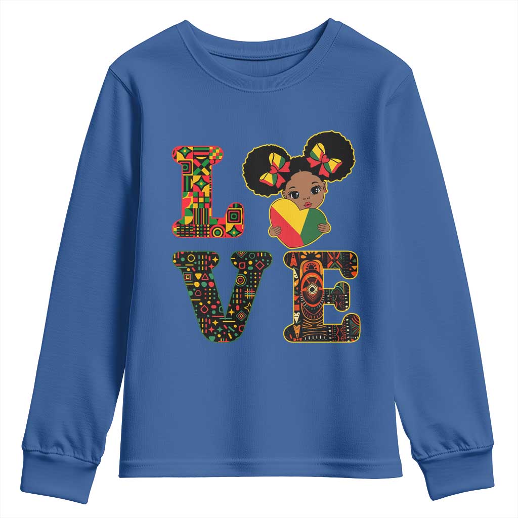 I Am Black Child Youth Sweatshirt LOVE Black History Month Strong African American Pride TS02 Royal Blue Print Your Wear