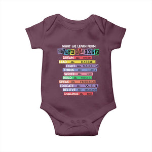 What We Learn From Black History Baby Onesie Celebration African American Roots Pride TS02 Maroon Print Your Wear
