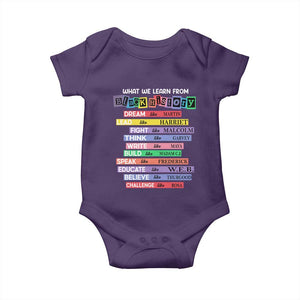 What We Learn From Black History Baby Onesie Celebration African American Roots Pride TS02 Purple Print Your Wear