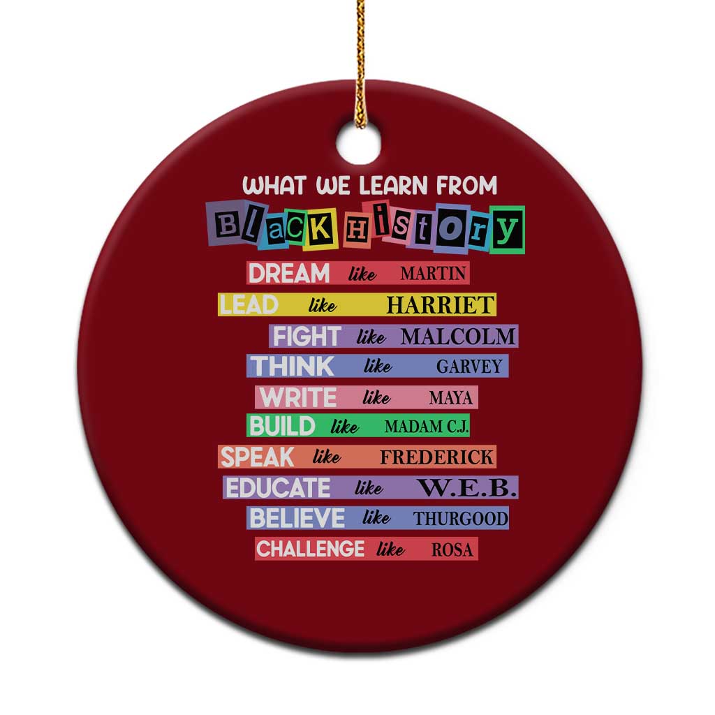 What We Learn From Black History Ceramic Ornament Celebration African American Roots Pride TS02 1pc Red Print Your Wear