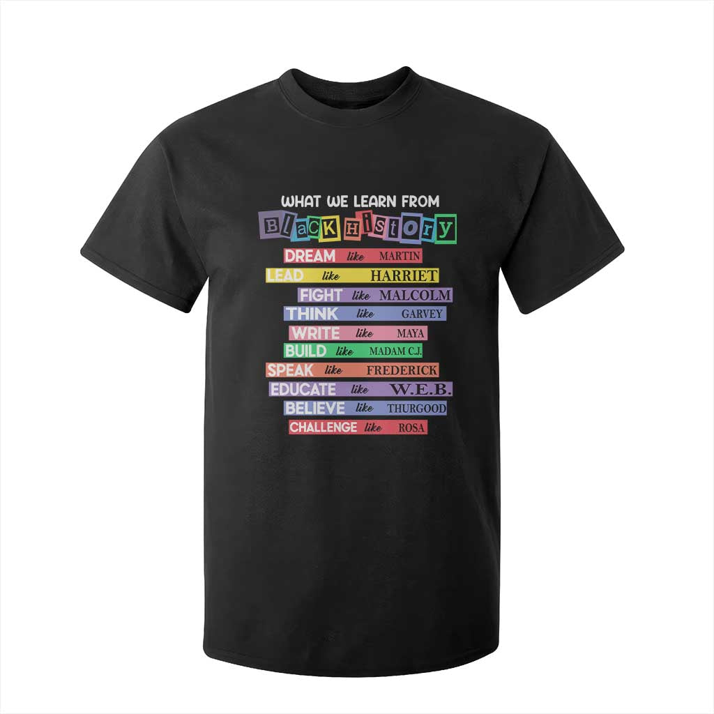 What We Learn From Black History T Shirt For Kid Celebration African American Roots Pride TS02 Black Print Your Wear