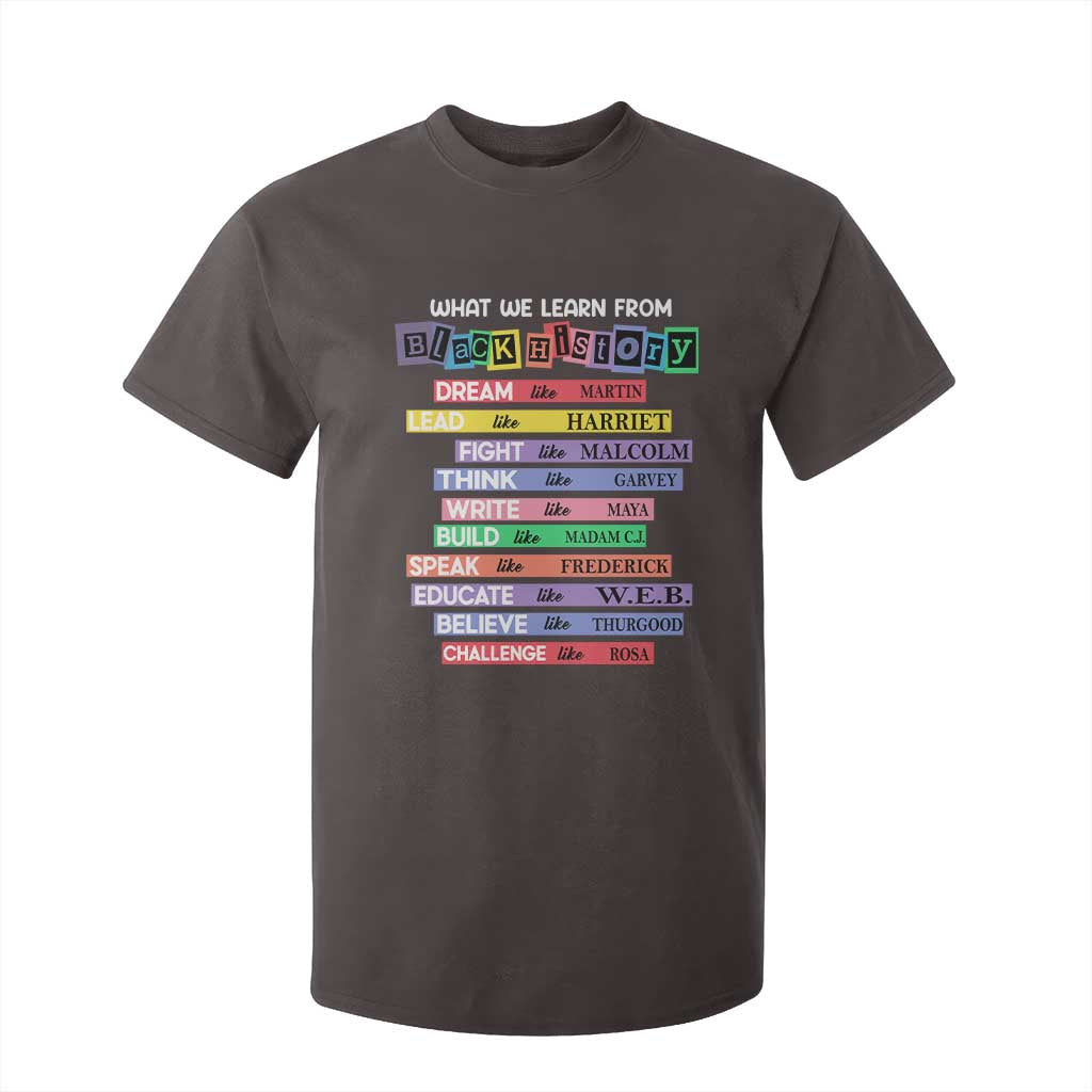 What We Learn From Black History T Shirt For Kid Celebration African American Roots Pride TS02 Dark Chocolate Print Your Wear